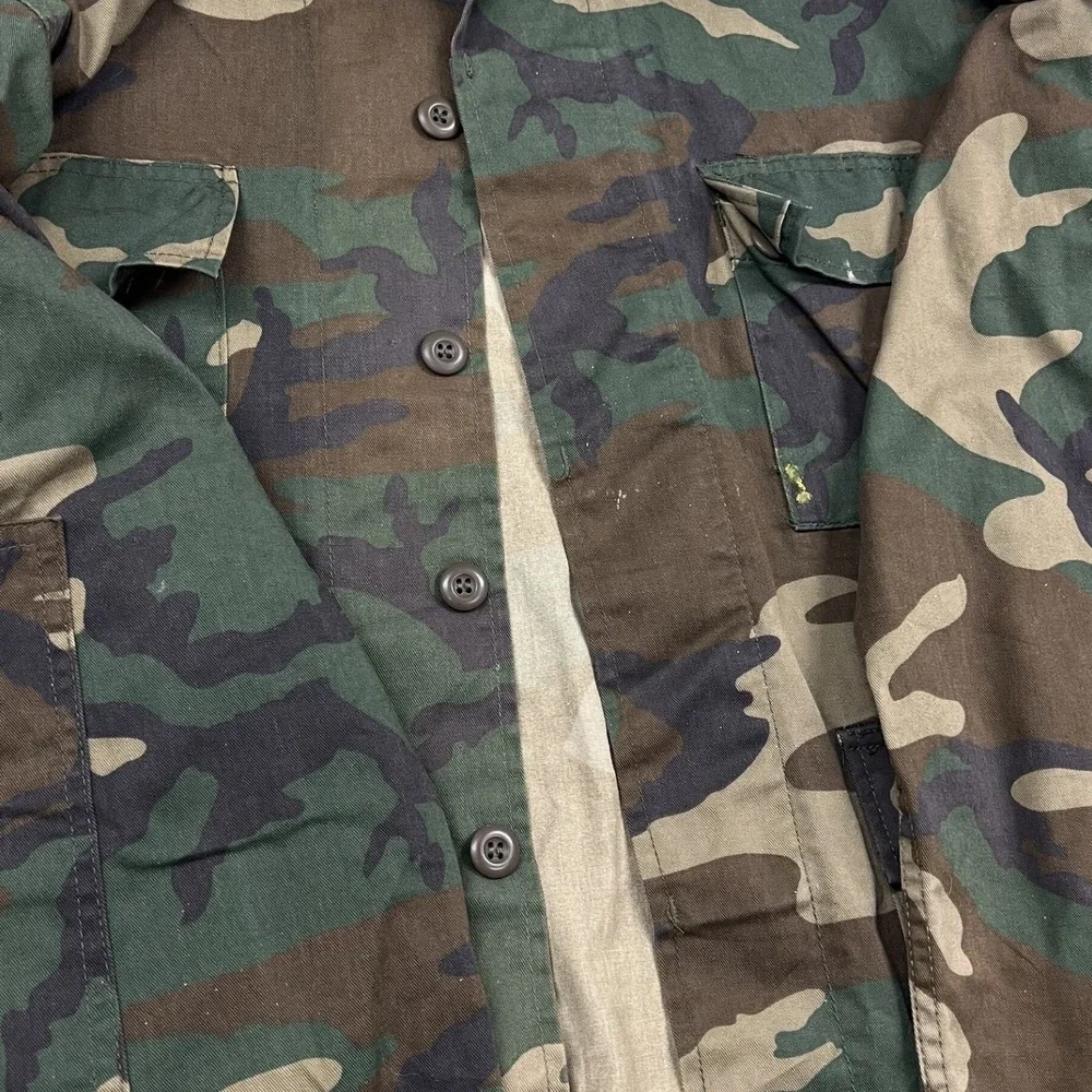 US Military Field Jacket Mens Large Green Woodland Camo Ripstop Utility Coat